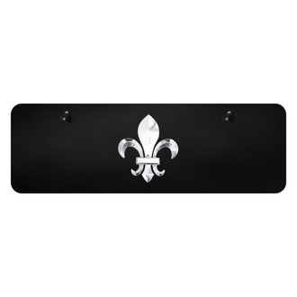 Autogold® - Black Mini Size License Plate with 3D Chrome Fleur-De-Lis Logo