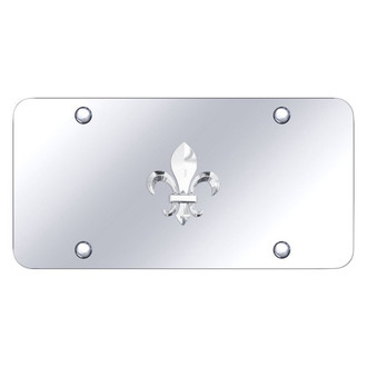 Autogold® - Chrome License Plate with 3D Chrome Fleur-De-Lis Logo