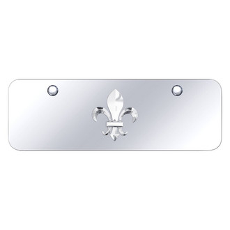 Autogold® - Chrome Mini Size License Plate with 3D Chrome Fleur-De-Lis Logo