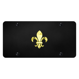 Autogold® - Black License Plate with 3D Gold Fleur-De-Lis Logo