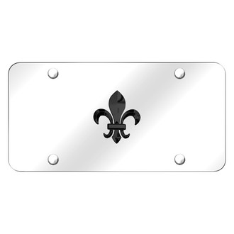 Autogold® - Chrome License Plate with 3D Black Pearl Fleur-De-Lis Logo