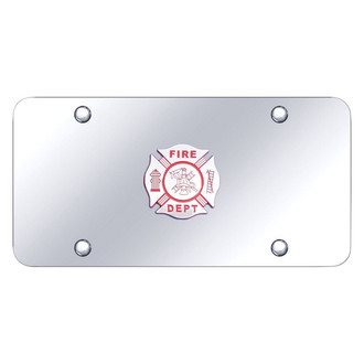 Autogold® - Chrome License Plate with 3D Fire Department Logo