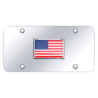 Autogold® - Chrome License Plate with Flag Logo