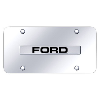 Autogold® - Chrome License Plate with 3D Chrome Ford Logo