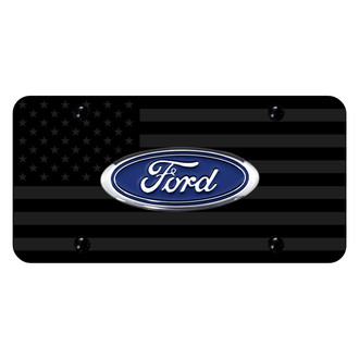 Autogold® - Subdued Flag License Plate with 3D Ford Logo