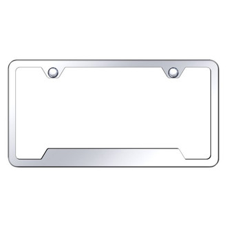 Autogold® - Slimline Plain 2-Hole Chrome License Plate Frame with Cut-Out