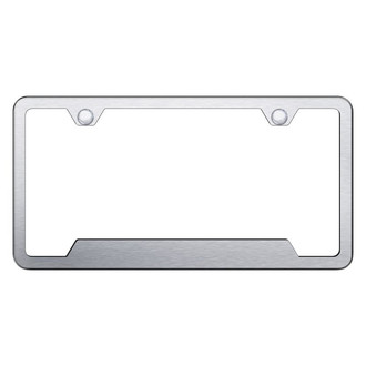 Autogold® - Slimline Plain 2-Hole Brushed License Plate Frame with Cut-Out