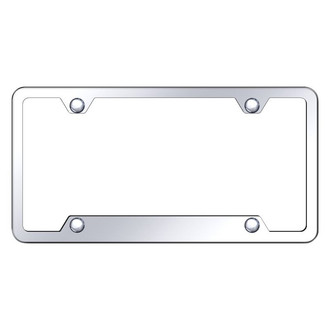 Autogold® - 4-Hole Bottom Chrome License Plate Frame with Cut-Out