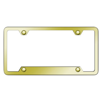 Autogold® - 4-Hole Bottom Gold License Plate Frame with Cut-Out