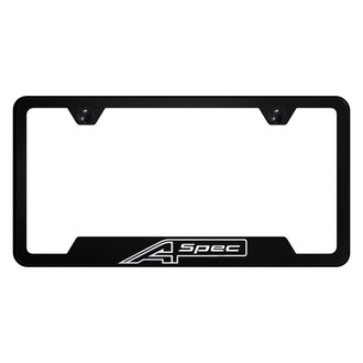 Autogold® - Black License Plate Frame with Laser Etched A Spec Logo and Cut-Out