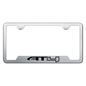 Autogold® - Brushed License Plate Frame with Laser Etched AT4 Logo and Cut-Out