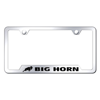 Autogold® - Chrome License Plate Frame with Laser Etched Big Horn Logo and Cut-Out