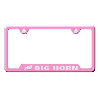 Autogold® - Pink License Plate Frame with Laser Etched Big Horn Logo and Cut-Out
