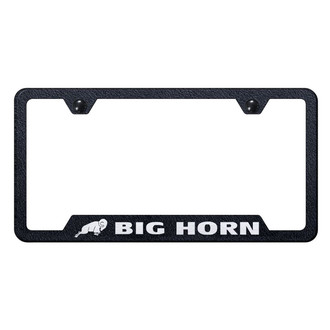 Autogold® - Rugged Black License Plate Frame with Laser Etched Big Horn Logo and Cut-Out
