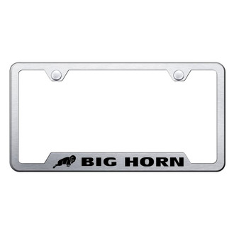 Autogold® - Brushed License Plate Frame with Laser Etched Big Horn Logo and Cut-Out