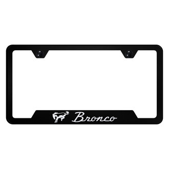 Autogold® - Black License Plate Frame with Laser Etched Bronco Logo and Cut-Out