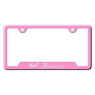 Autogold® - Pink License Plate Frame with Laser Etched Bronco Logo and Cut-Out