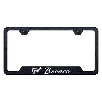 Autogold® - Rugged Black License Plate Frame with Laser Etched Bronco Logo and Cut-Out