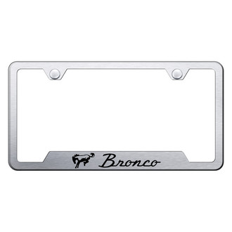 Autogold® - Brushed License Plate Frame with Laser Etched Bronco Logo and Cut-Out