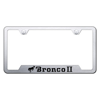 Autogold® - Brushed License Plate Frame with Laser Etched Bronco II Logo and Cut-Out