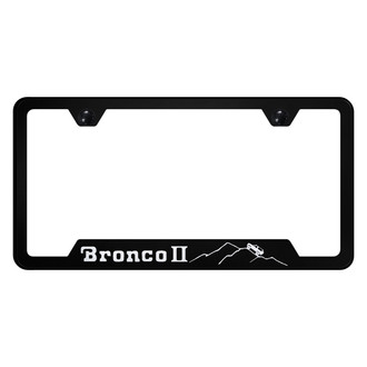 Autogold® - Black License Plate Frame with Laser Etched Bronco II Mountain Logo and Cut-Out