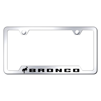 Autogold® - Chrome License Plate Frame with Laser Etched Bronco 2020 Logo and Cut-Out