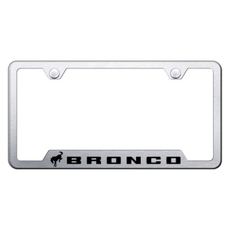 Autogold® - Brushed License Plate Frame with Laser Etched Bronco 2020 Logo and Cut-Out