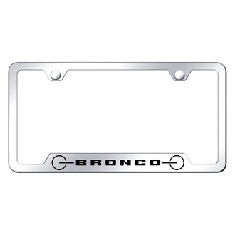 Autogold® - Chrome License Plate Frame with Laser Etched Bronco 2020 Grill and Cut-Out
