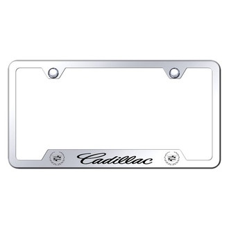 Autogold® - Chrome License Plate Frame with Laser Etched Cadillac Logo and Emblem and Cut-Out