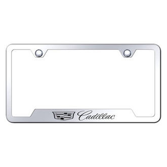 Autogold® - Chrome License Plate Frame with Laser Etched Cadillac New Logo and Emblem and Cut-Out