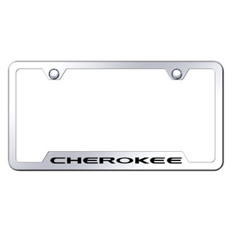 Autogold® - Chrome License Plate Frame with Laser Etched Cherokee Logo and Cut-Out