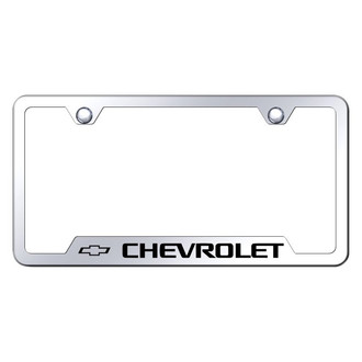 Autogold® - Chrome License Plate Frame with Laser Etched Chevrolet Logo and Cut-Out
