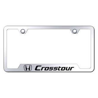 Autogold® - Chrome License Plate Frame with Laser Etched CrossTour Logo and Cut-Out