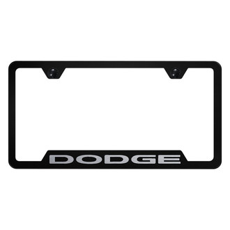 Autogold® - Black License Plate Frame with Laser Etched Dodge Logo and Cut-Out