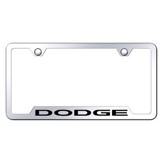 Autogold® - Chrome License Plate Frame with Laser Etched Dodge Logo and Cut-Out