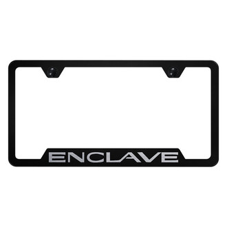 Autogold® - Black License Plate Frame with Laser Etched Enclave Logo and Cut-Out