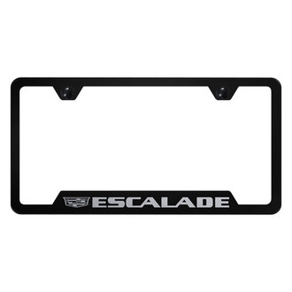 Autogold® - Black License Plate Frame with Laser Etched Escalade New Logo and Cut-Out