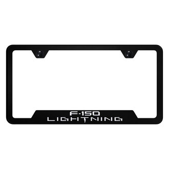 Autogold® - Black License Plate Frame with Laser Etched F-150 Lightning Logo and Cut-Out
