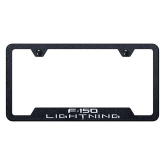 Autogold® - Rugged Black License Plate Frame with Laser Etched F-150 Lightning Logo and Cut-Out