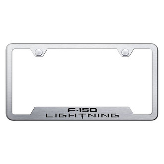 Autogold® - Brushed License Plate Frame with Laser Etched F-150 Lightning Logo and Cut-Out