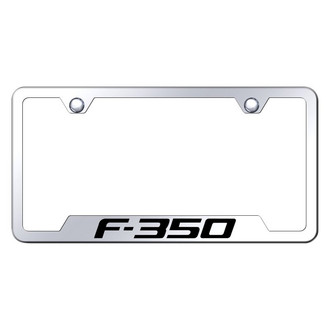 Autogold® - Chrome License Plate Frame with Laser Etched F-350 Logo and Cut-Out