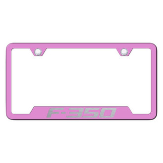 Autogold® - Pink License Plate Frame with Laser Etched F-350 Logo and Cut-Out
