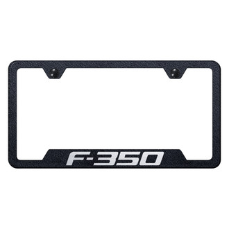 Autogold® - Rugged Black License Plate Frame with Laser Etched F-350 Logo and Cut-Out