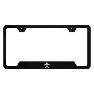 Autogold® - Black License Plate Frame with Laser Etched Fleur-De-Lis Logo and Cut-Out