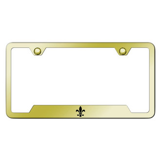 Autogold® - Gold License Plate Frame with Laser Etched Fleur-De-Lis Logo and Cut-Out