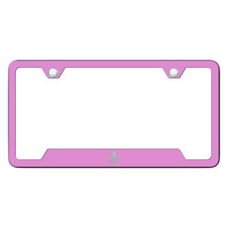 Autogold® - Pink License Plate Frame with Laser Etched Fleur-De-Lis Logo and Cut-Out