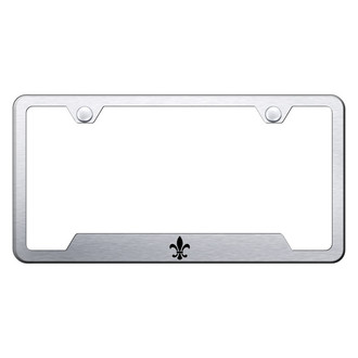 Autogold® - Brushed License Plate Frame with Laser Etched Fleur-De-Lis Logo and Cut-Out