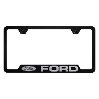 Autogold® - Black License Plate Frame with Laser Etched Ford Logo and Cut-Out