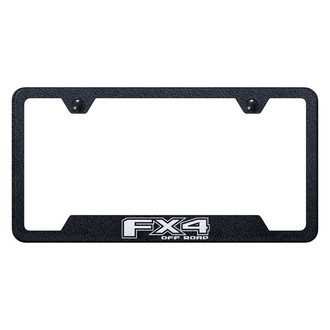 Autogold® - Rugged Black License Plate Frame with Laser Etched FX4 Logo and Cut-Out