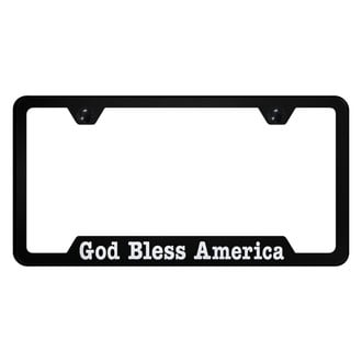 Autogold® - Black License Plate Frame with Laser Etched God Bless America and Cut-Out
